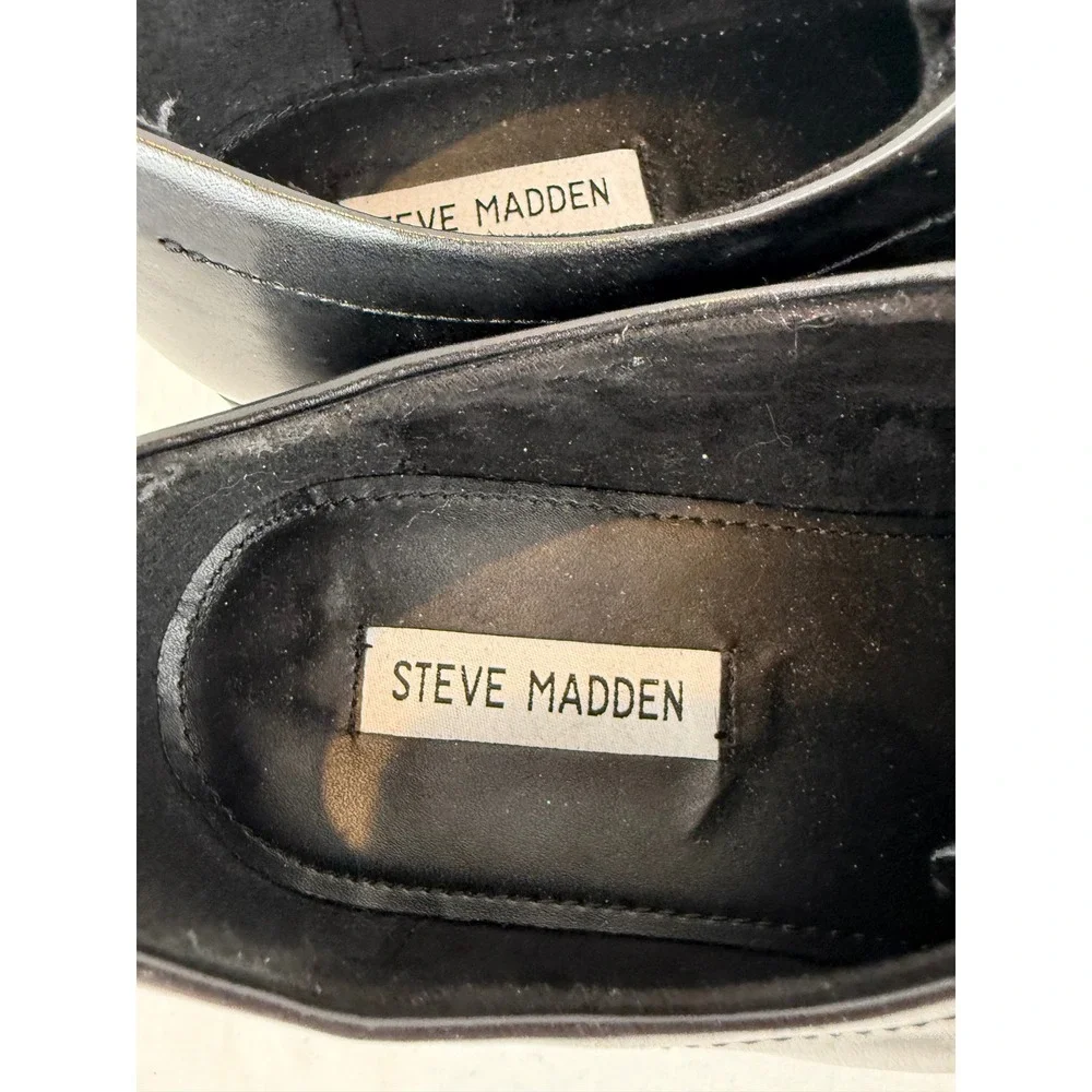 Steve Madden P-Quilt Mens Black‎ Leather Derby Dress Shoes Size 9.5 M Lace Up